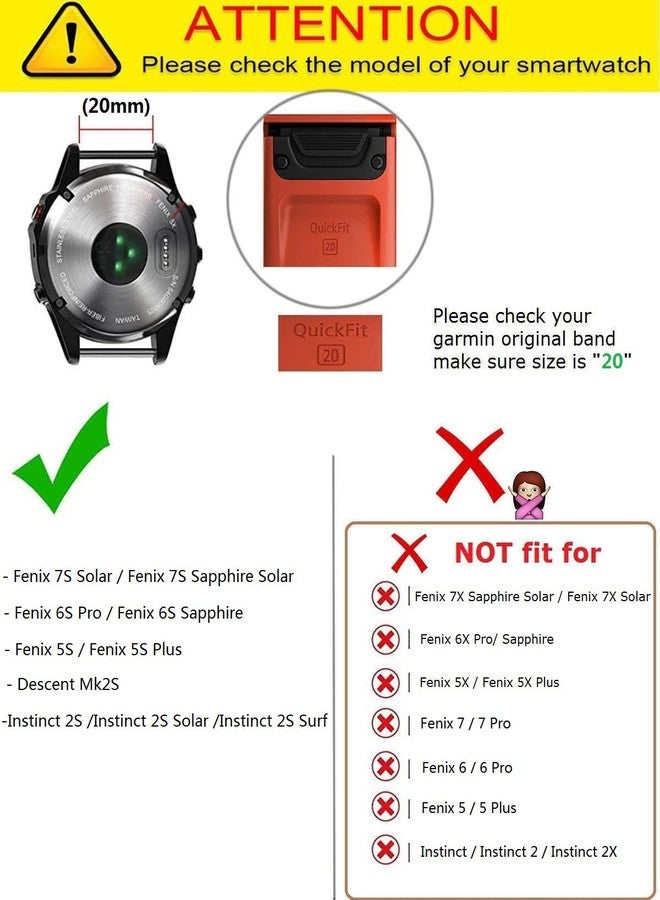 Olytop Fenix 6S / 6S Pro /7S / 5S / Instinct 2S Watch Bands, 20mm Hook & Loop Quick Dry Nylon Sport Wristband Replacement Strap for Garmin Fenix 6S Sapphire, Descent Mk2S, Fenix 5S Plus - Black+Grey - Image 2
